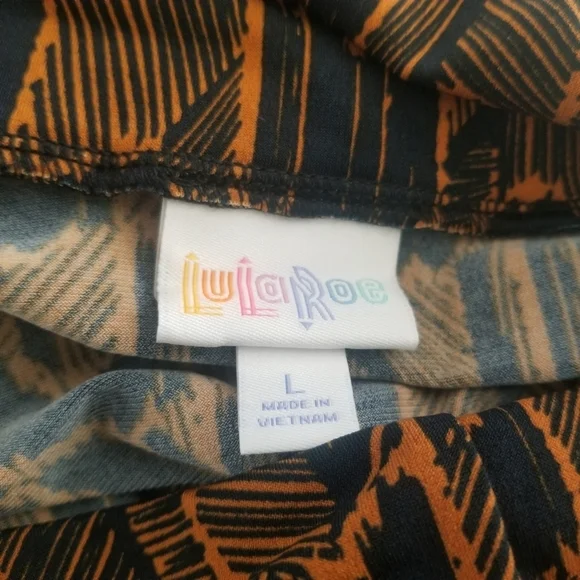 LULAROE Women Sz L Navy And Orange Safari Tribal - Picture 5 of 5